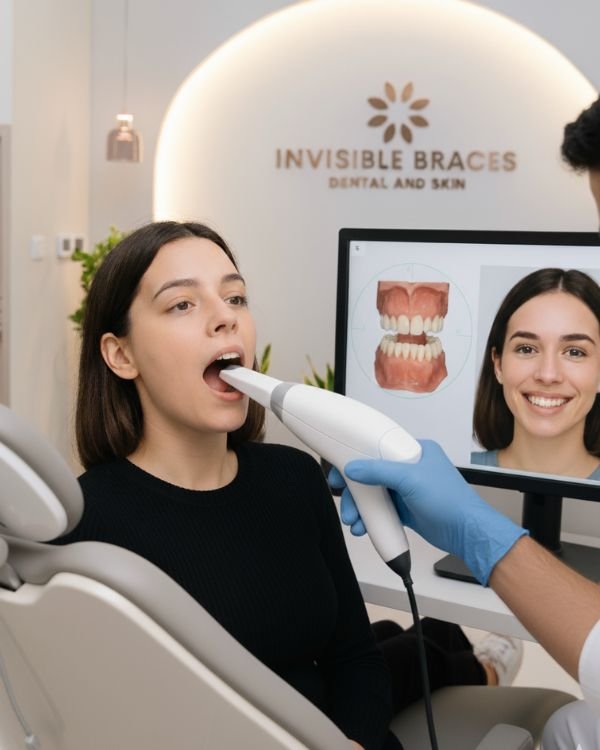 3D digital dental scanning with iTero at IB Clinic Dubai showing real-time smile preview for orthodontic patients for invisalign